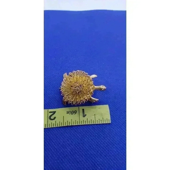 Vintage Brooch Turtle tortoise 10k Gold plated Wire Hand Wrapped Shell Figural - Picture 10 of 11